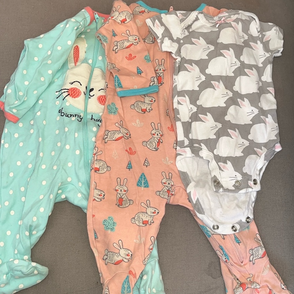 Easter Bundle 3-6 Month Set- Footed PJs and Onesie